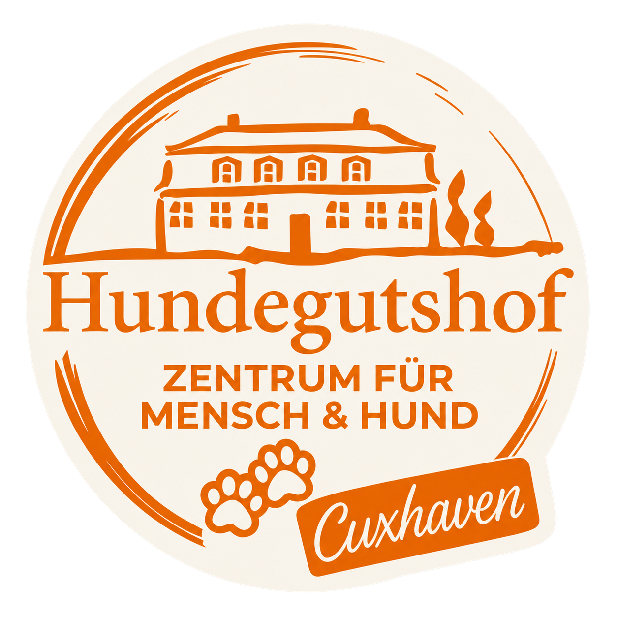 Logo Hundegutshof Cuxhaven umrandet beige